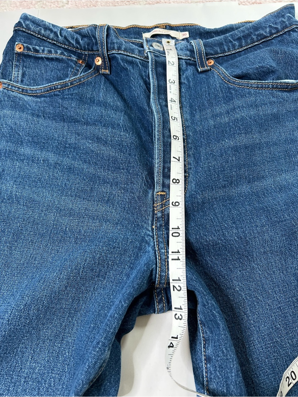 Levis Ribcage Boot Cut High-Rise Denim Jeans Size 30x33 Classic Button Fly - Picture 12 of 13
